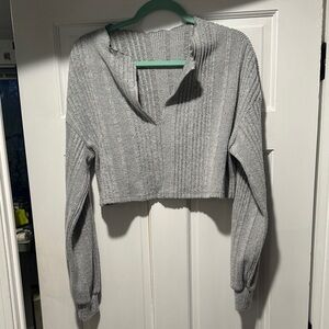 SHEIN Gray Long Sleeve Ribbed Top